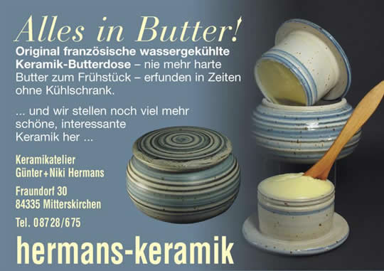 Original frankzösische wassergekühlte Keramik Butterdose